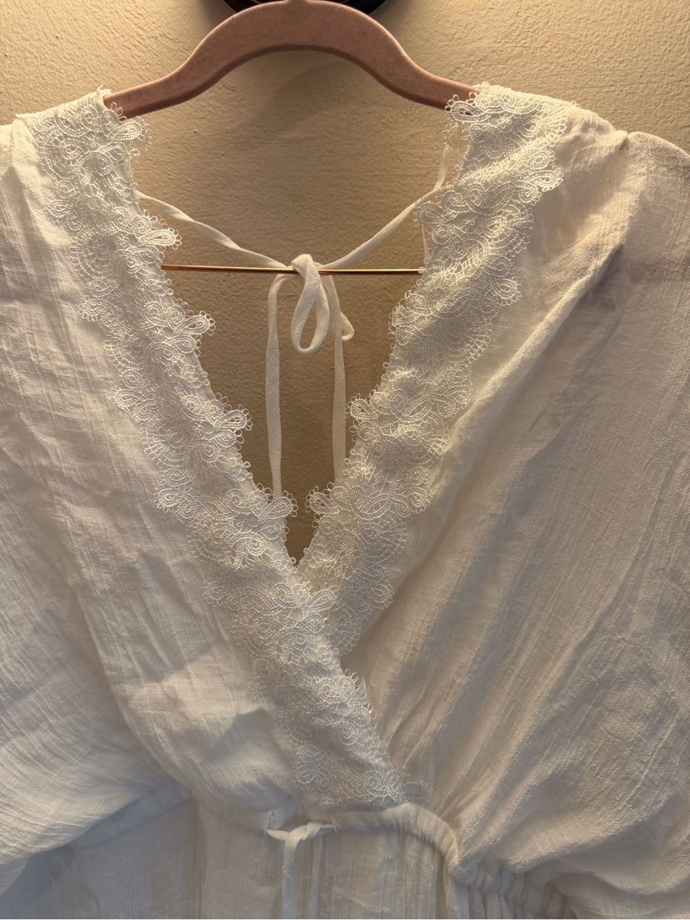 Aakaa Ivory V-Neck Ruffle Mini Dress - Picture 3 of 7